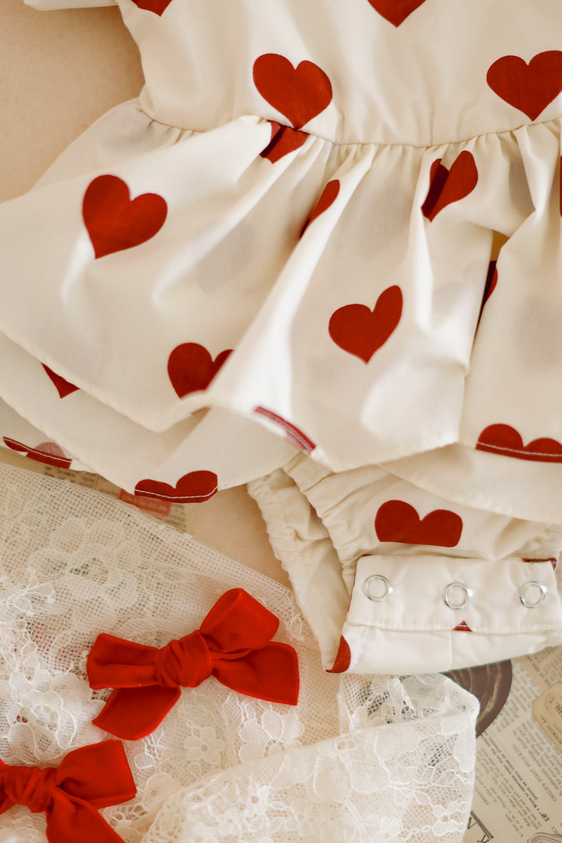 Baby Picnic Skirt Romper in Hearts - FINAL SALE