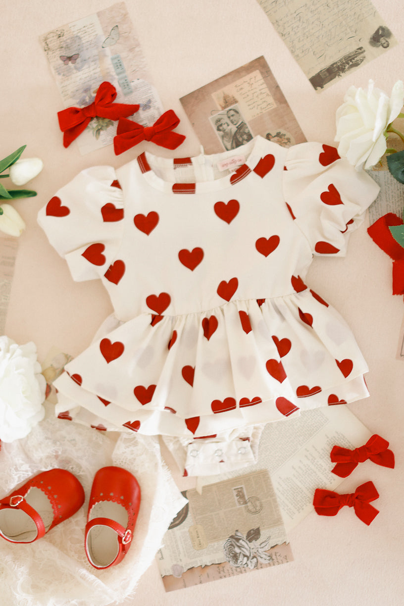 Baby Picnic Skirt Romper in Hearts