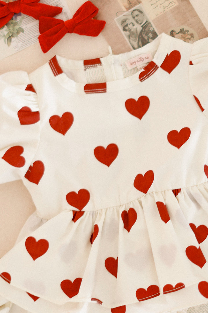 Baby Picnic Skirt Romper in Hearts - FINAL SALE