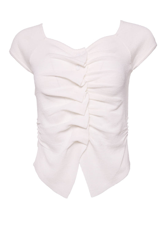 Discover effortless style with the Aspen Shirt in White by Ivy City Co—a knit top designed with short sleeves, a gathered ruched front, and an asymmetrical hem. Made from soft, textured fabric, this shirt showcases a gently scooped neckline for a modern finish. Thoughtfully crafted to be nursing-friendly, it offers both comfort and versatility for everyday wear.