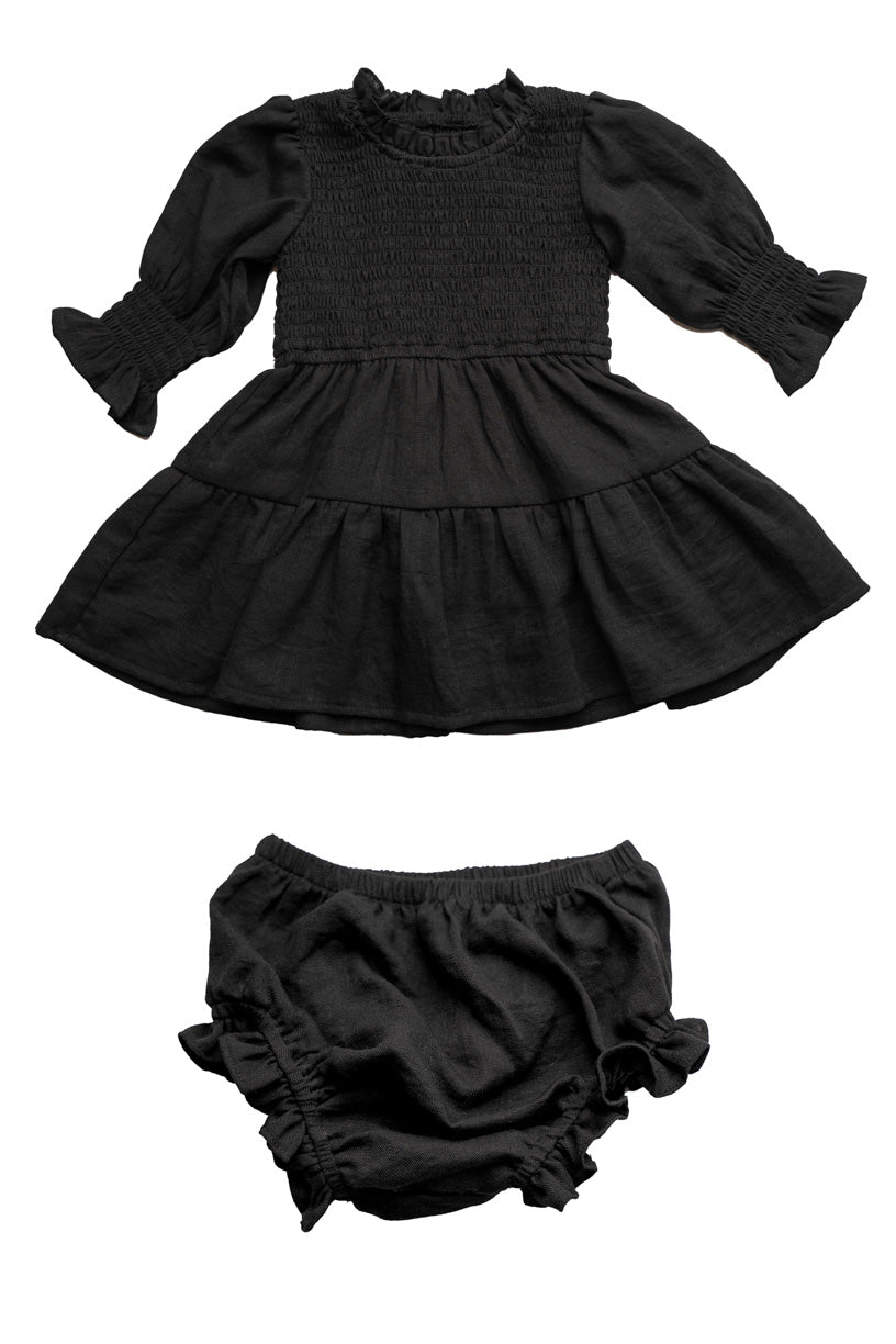 Solid Black Infant Knotted Gown - Little Sleepies