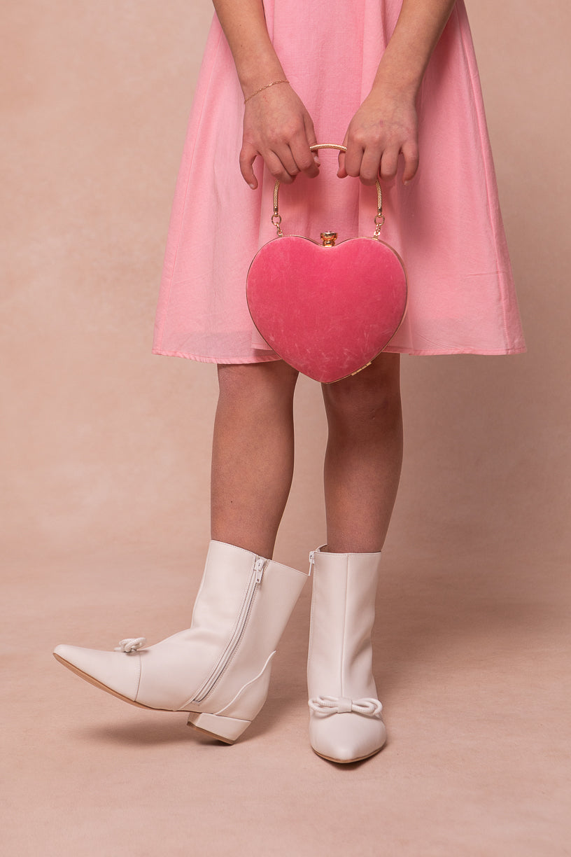 Mini Ivy Bow Ankle Boot in White