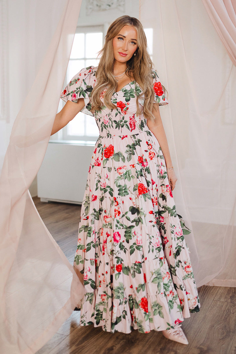 Solange Dress in Pink Roses - FINAL SALE