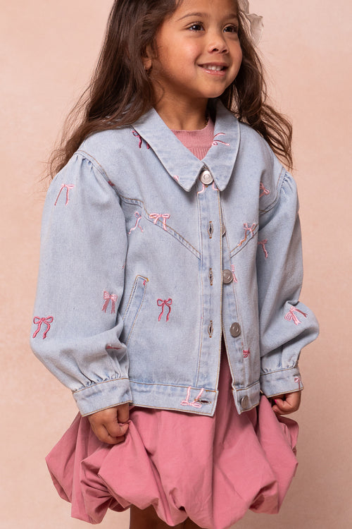 Mini Posey Denim Jacket in Bows