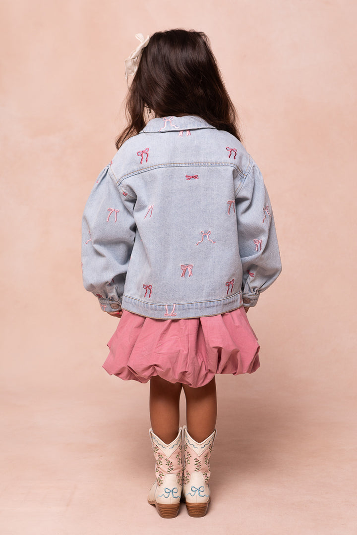 Mini Posey Denim Jacket in Bows