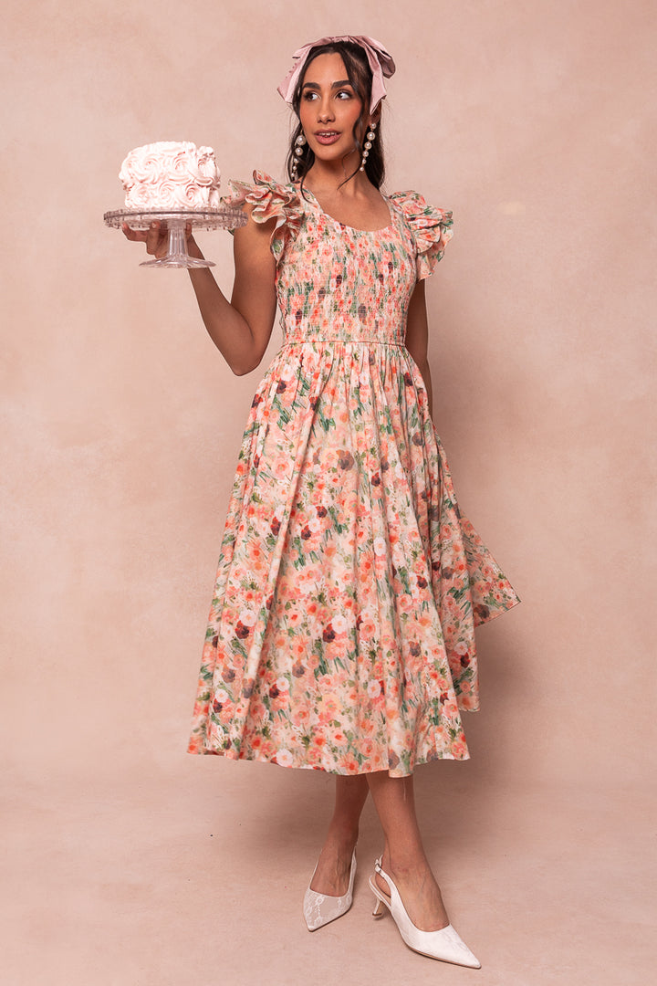 Hattie Dress in Watercolor Floral