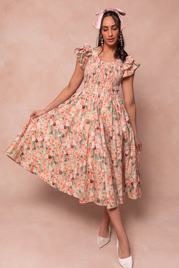 Hattie Dress in Watercolor Floral