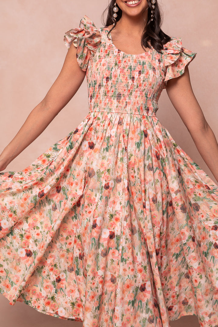 Hattie Dress in Watercolor Floral