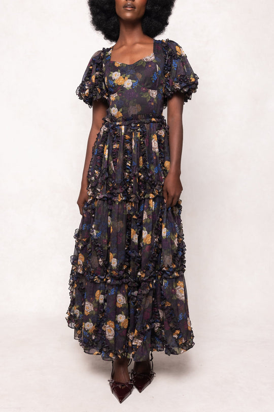 floral dress in winter Layla 20W Cold Shoulder Gowns Scarf detail Length:Regular Length loves a sunset slay