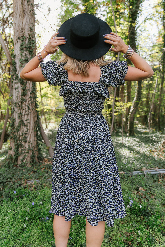 Rae Dress in Black Daisy