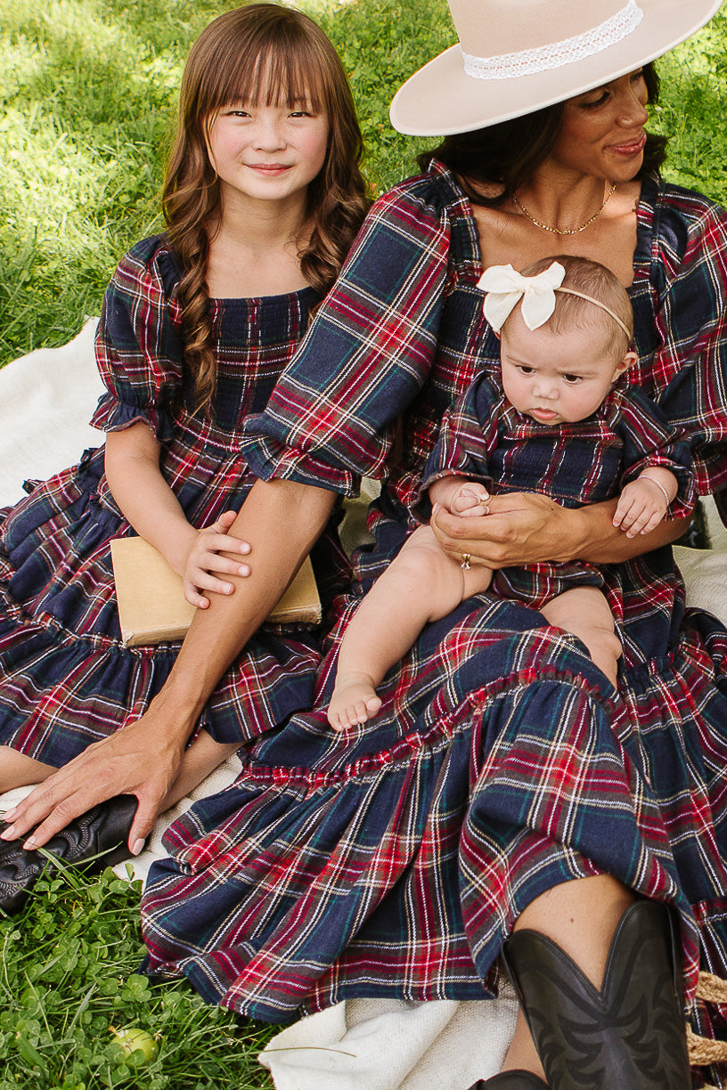 Madeline Dress in Navy Plaid