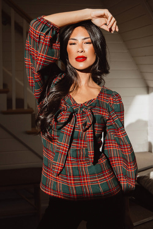 Margo Top in Green Plaid