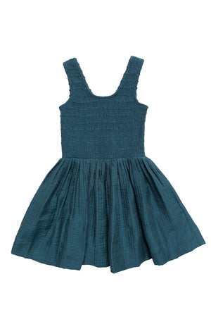 Teal dress on a white background