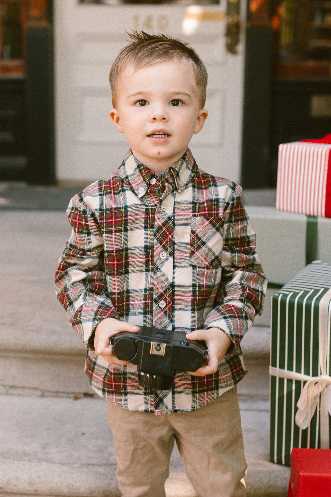 Boys John Shirt in Merry Holiday Plaid