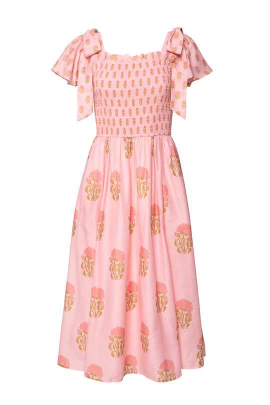 Rayna Dress in Pink Block Print