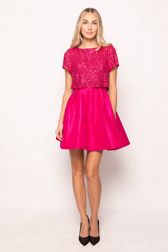 fuchsia pink dress Alexis in XXS easter24repurpose Bright neon colors for Taffeta Fabric Color Size:Belt-38