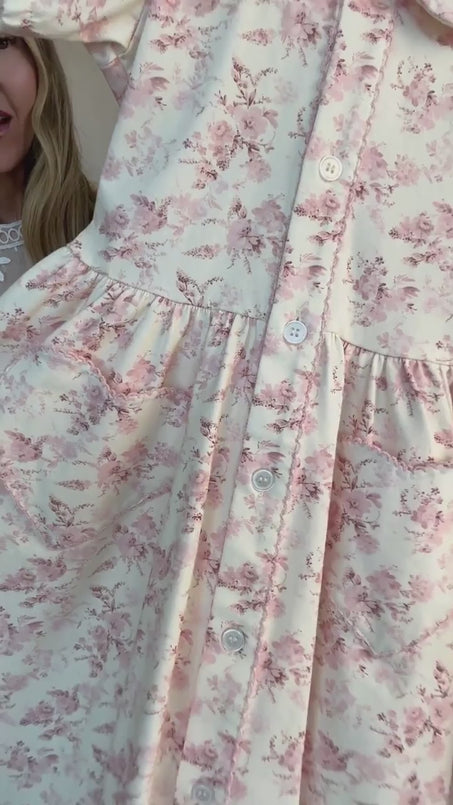 Mini Alayna Play Dress in Banana Creme Aquarelle Fleur