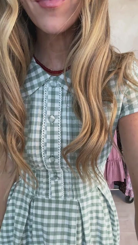 Amber Dress in Sage Gingham