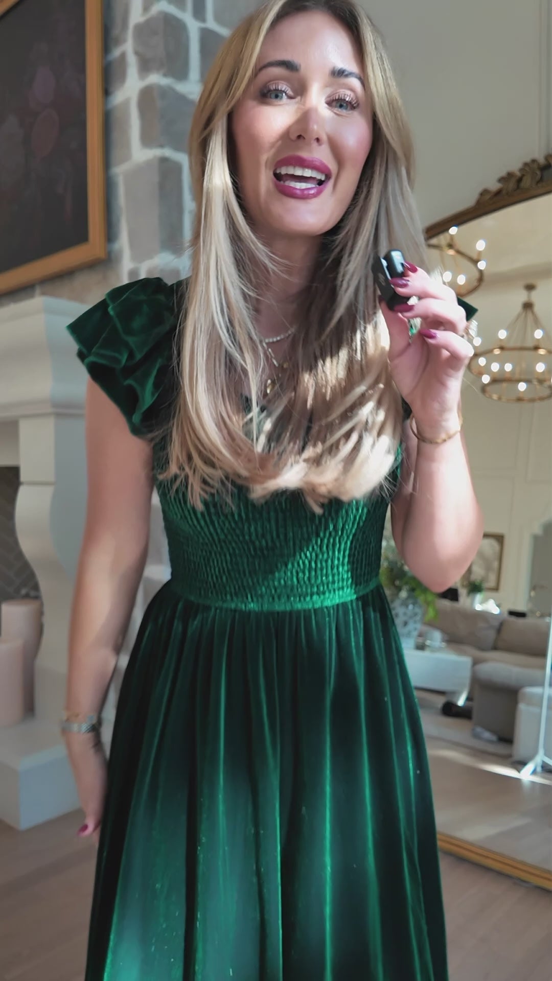 Hattie Dress in Emerald Velvet