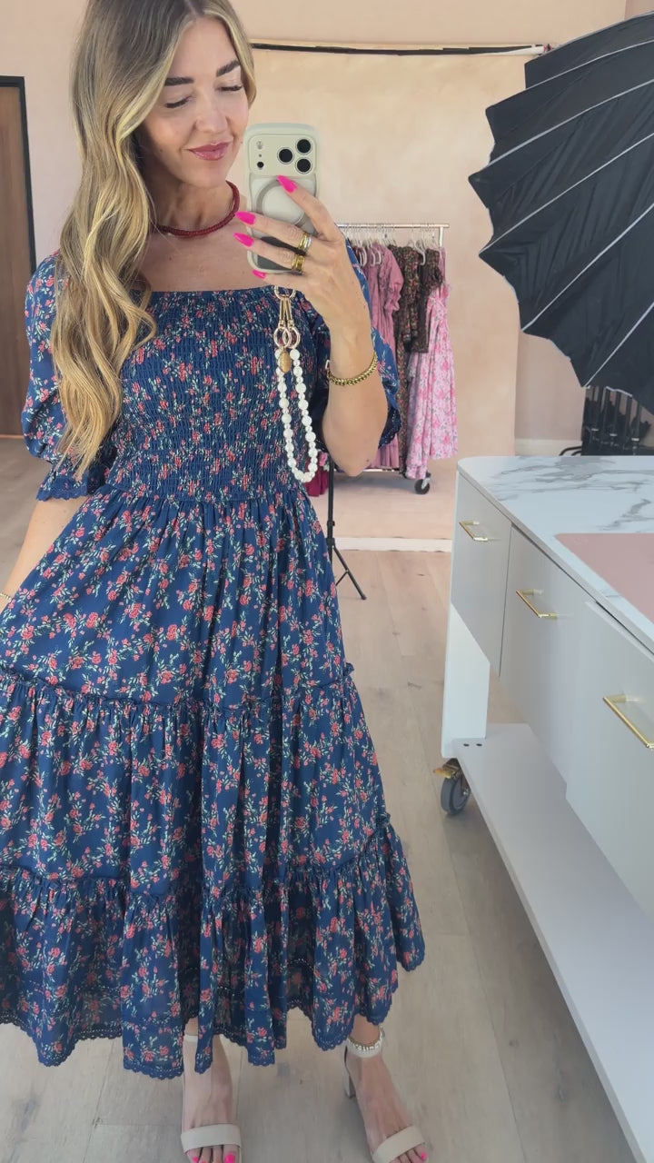 Madeline Dress in Midnight Vibrant Chintz – Ivy City Co
