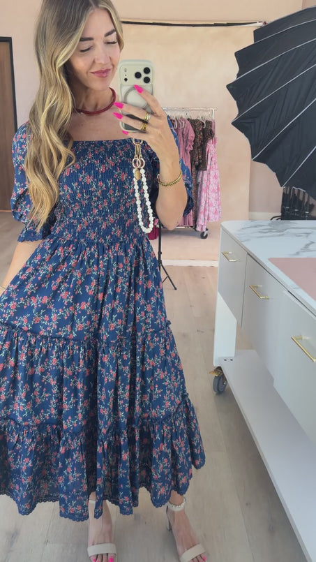 Madeline Dress in Midnight Vibrant Chintz