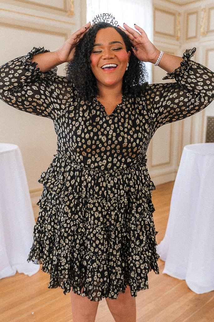 Sammy Dress in Black & Gold
