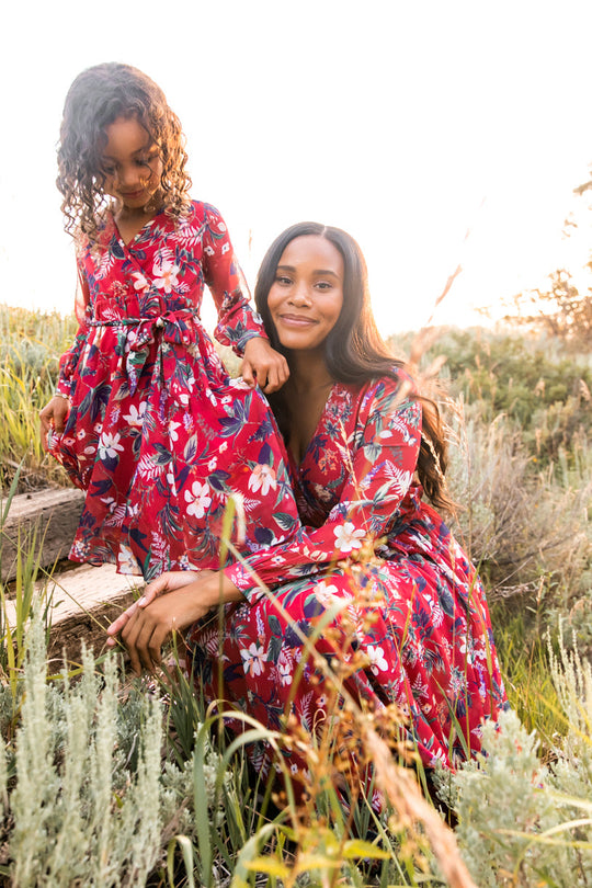 Laney Dress in Red Floral