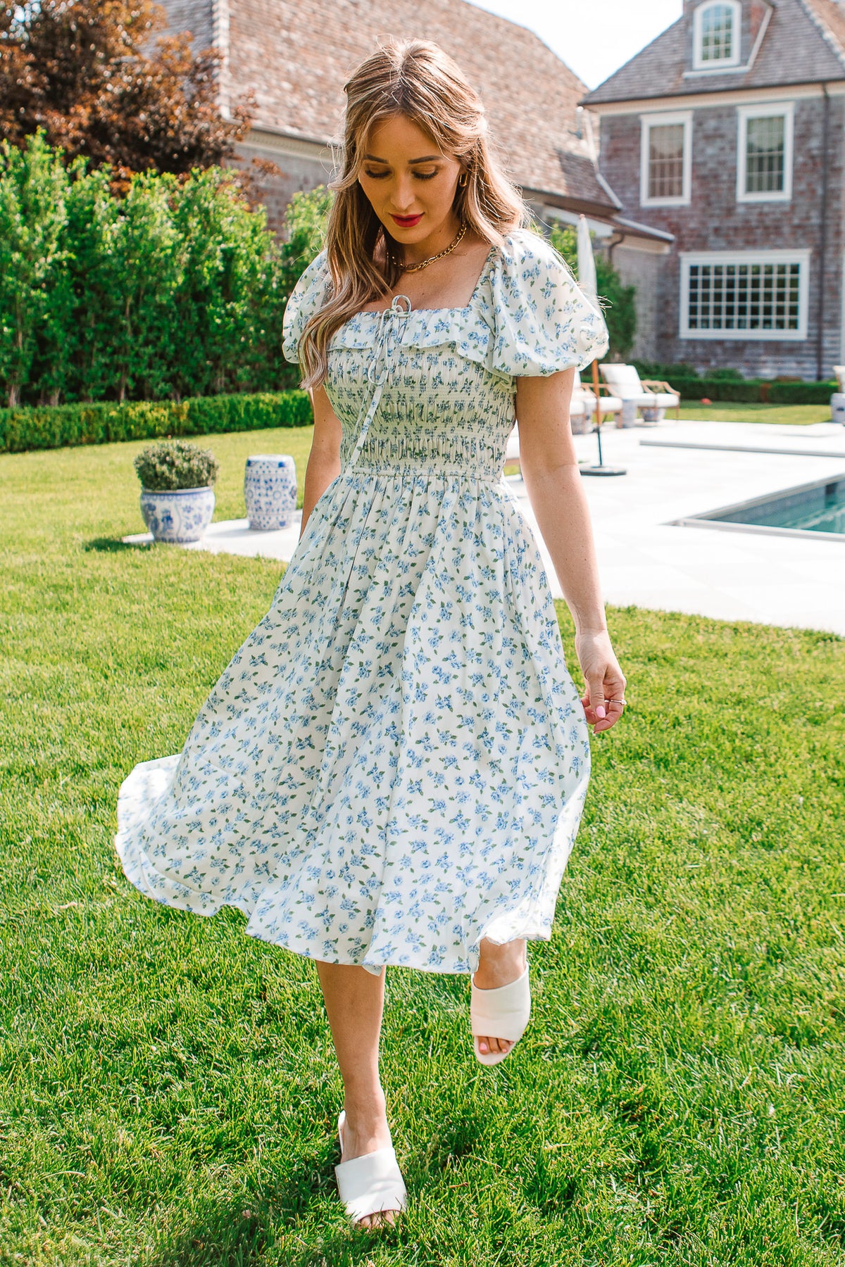 Rae Dress in Blue Floral
