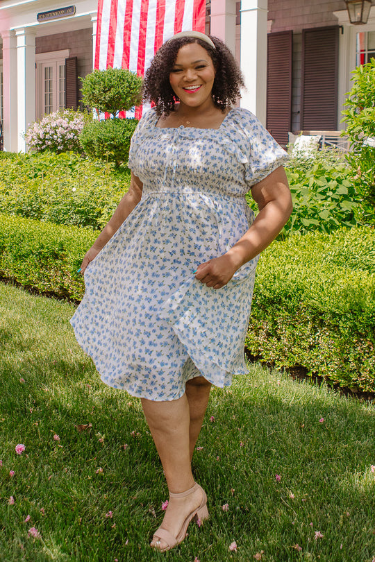 Rae Dress in Blue Floral