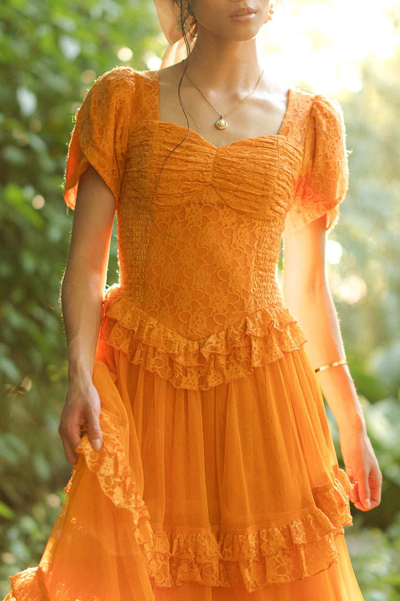 Orange lace dress best sale