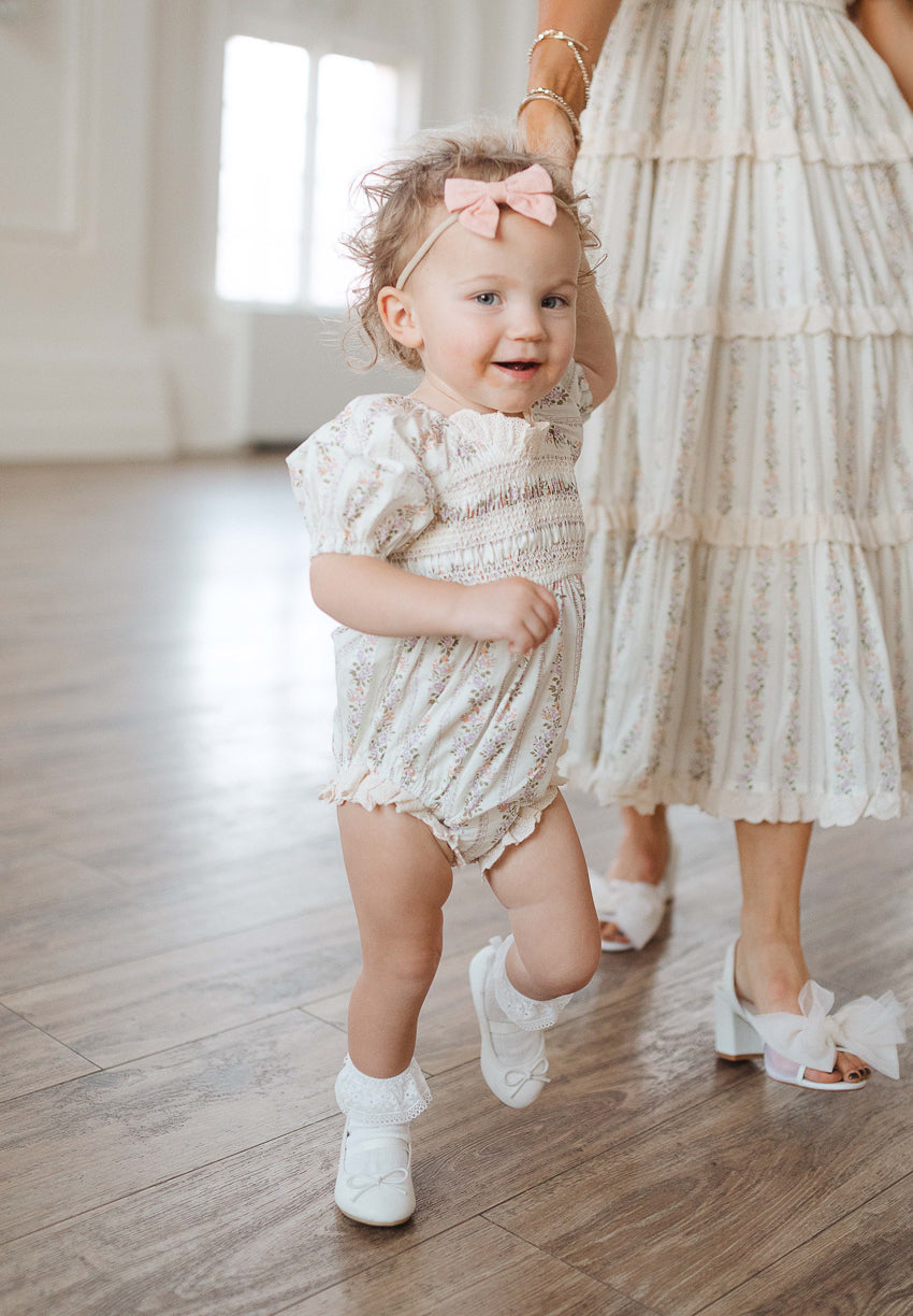 Baby Roselyn Romper in Ivory Floral