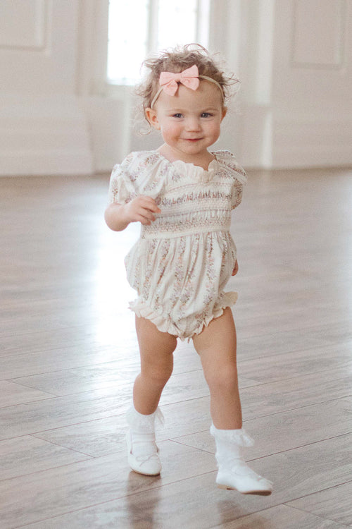 Baby Roselyn Romper in Ivory Floral