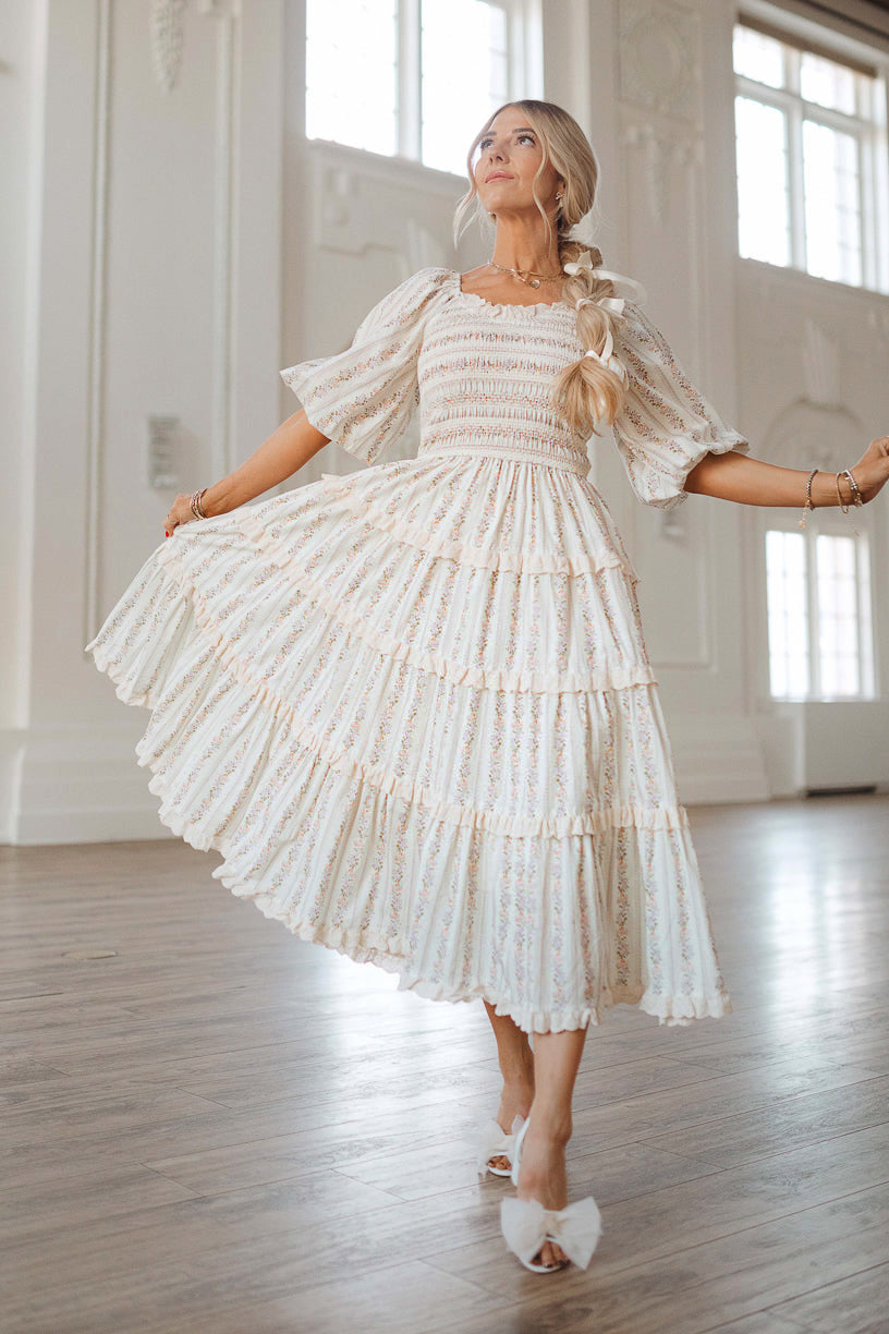 Roselyn Dress in Ivory Floral - FINAL SALE