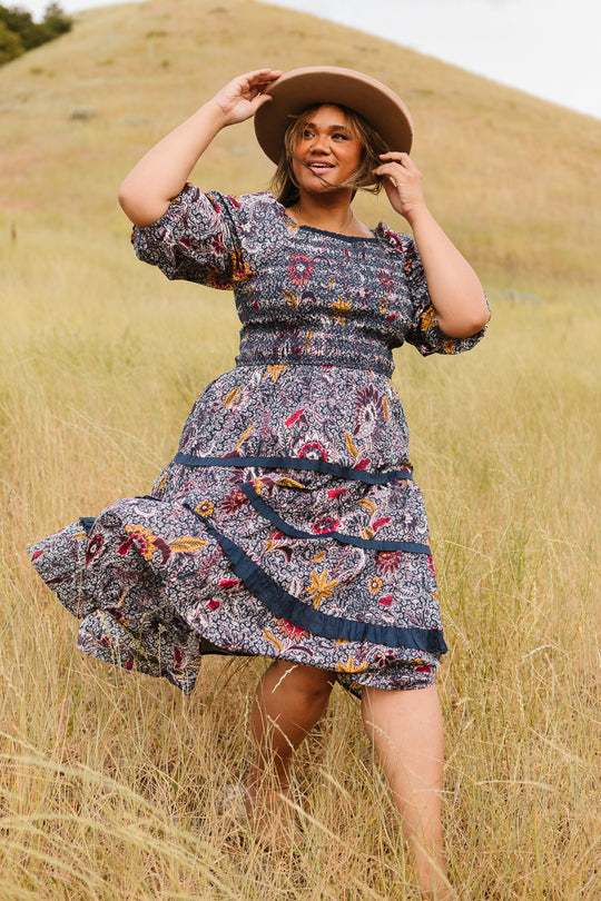 Roselyn Dress in Navy Floral