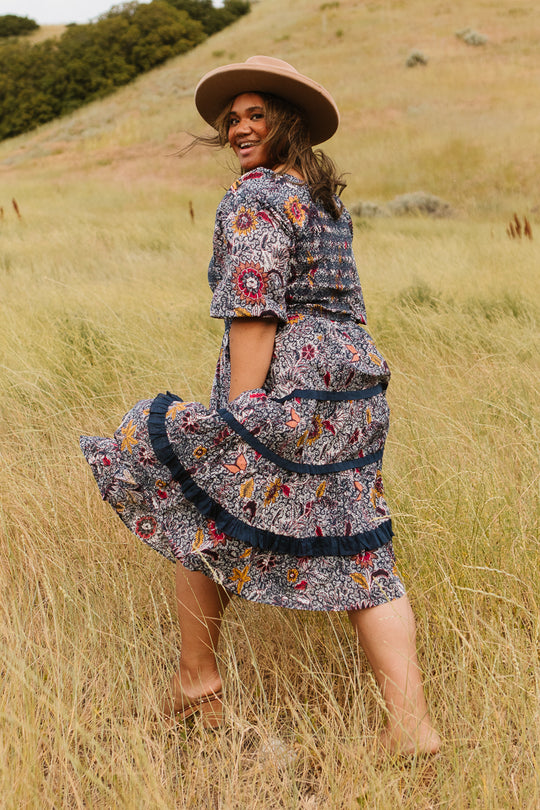Roselyn Dress in Navy Floral