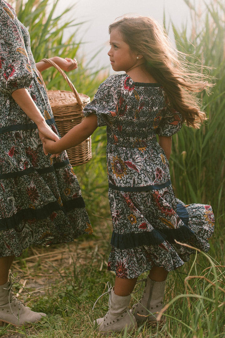 Mini Roselyn Dress in Navy Floral