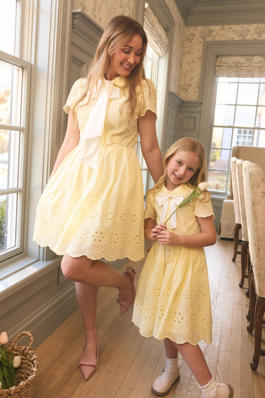 Penny Dress in Butter Yellow Eyelet 2