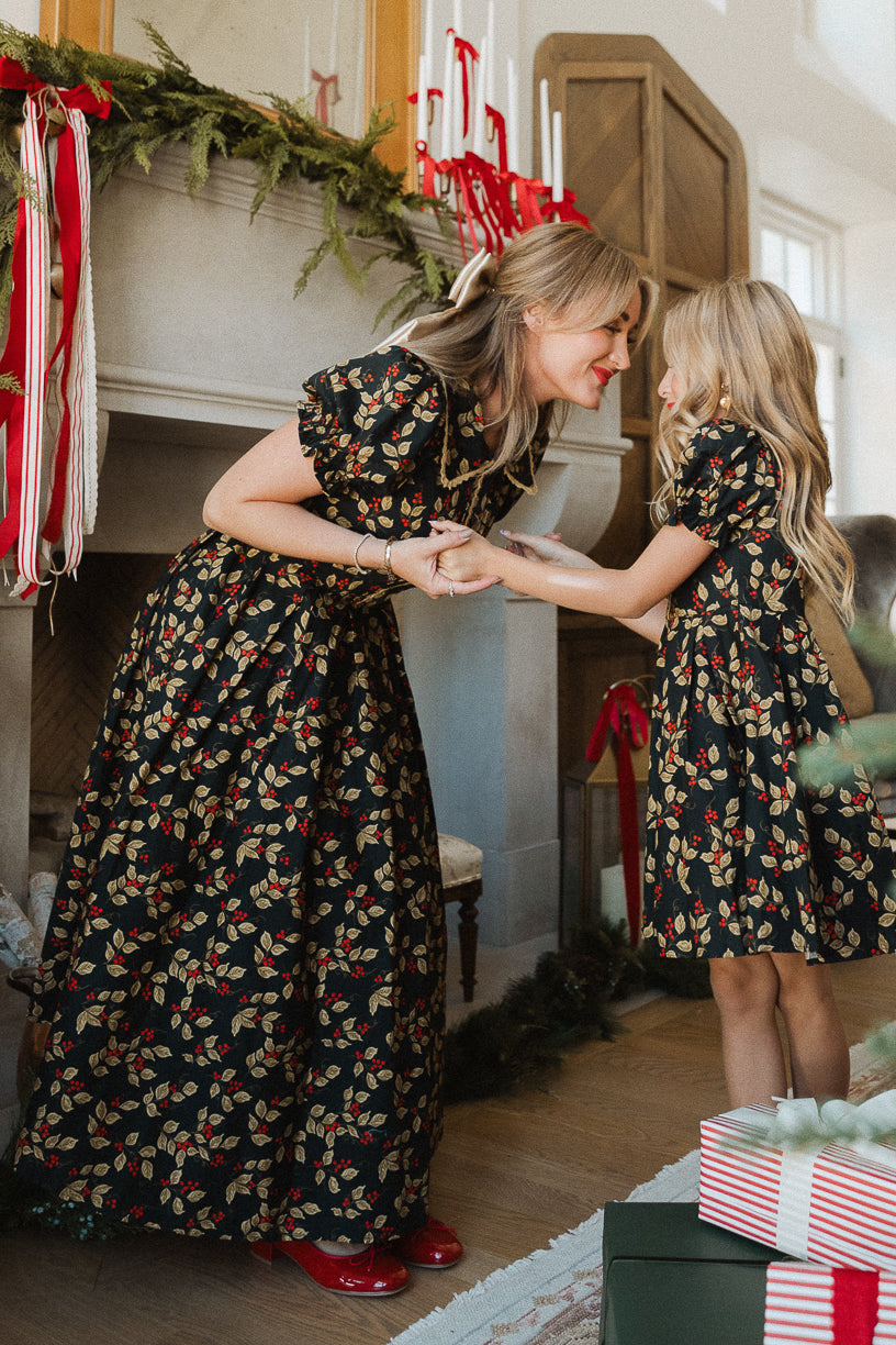 Mini Sophia Dress in Holly Berry