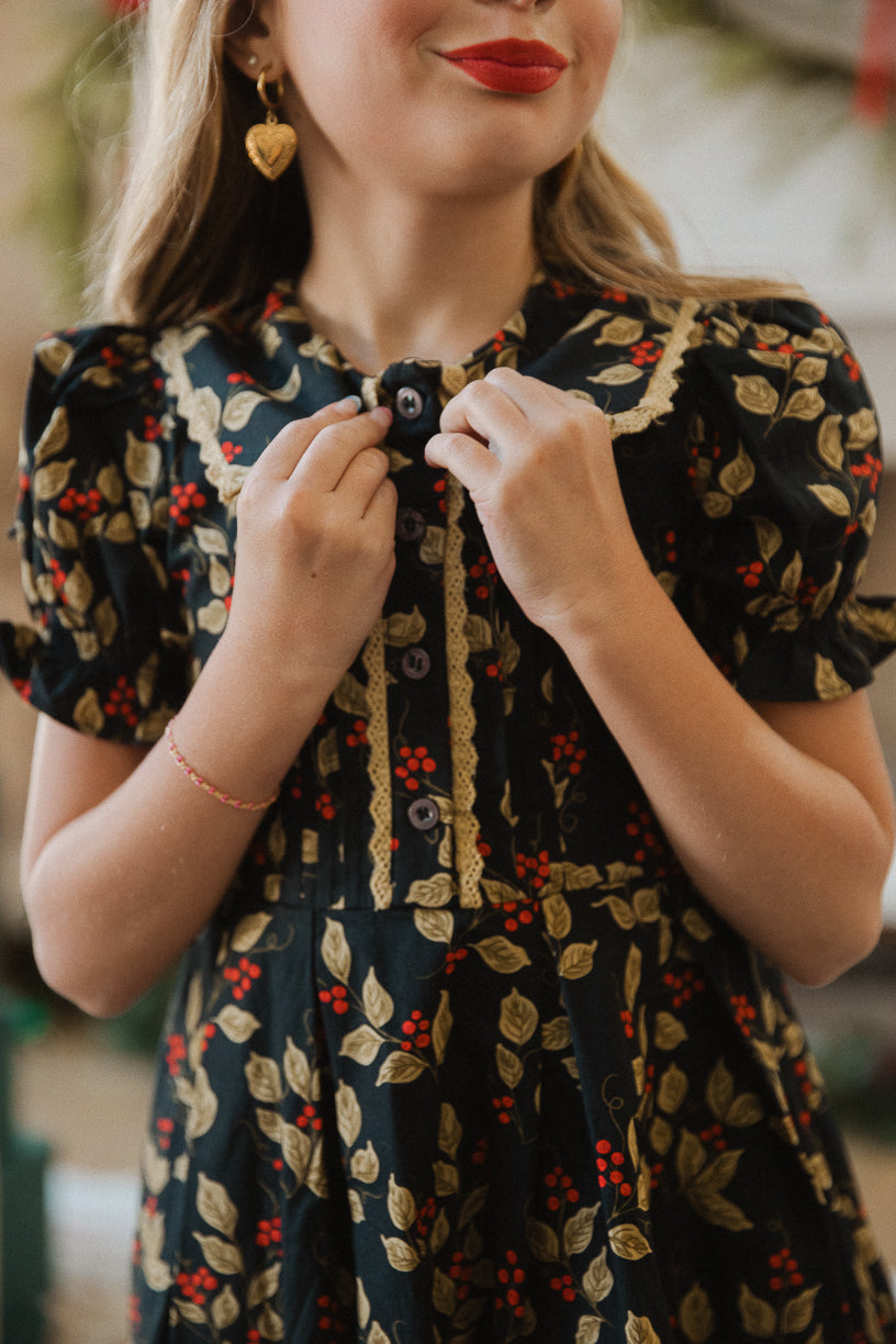 Mini Sophia Dress in Holly Berry