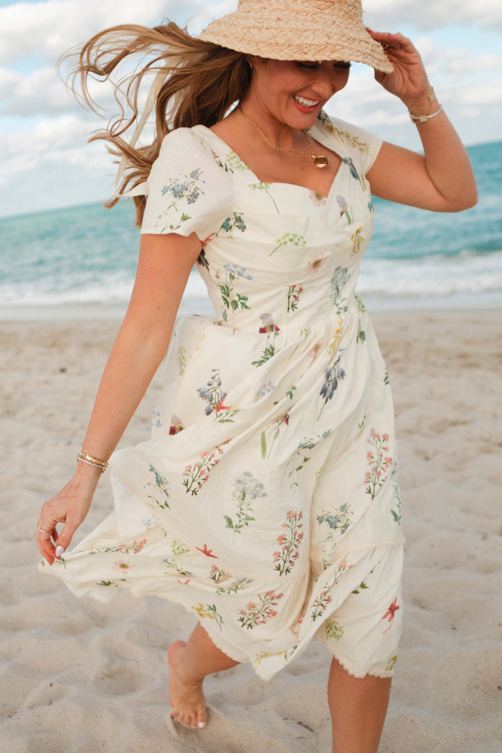 Marie Dress in Cream Floral