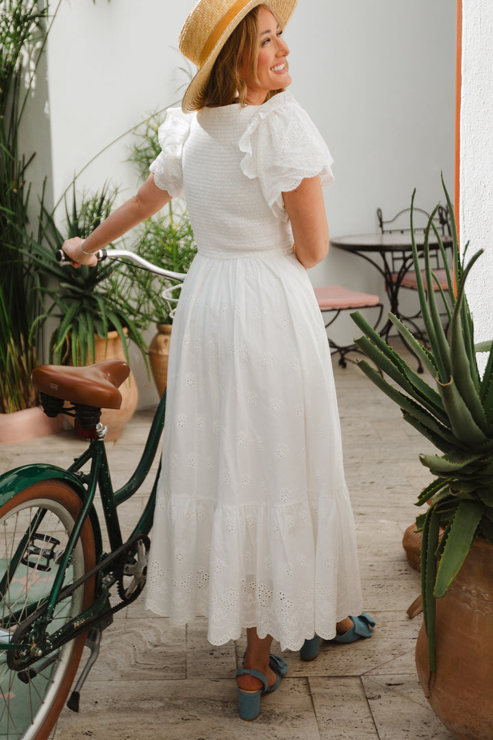 Janie Dress in White Eyelet