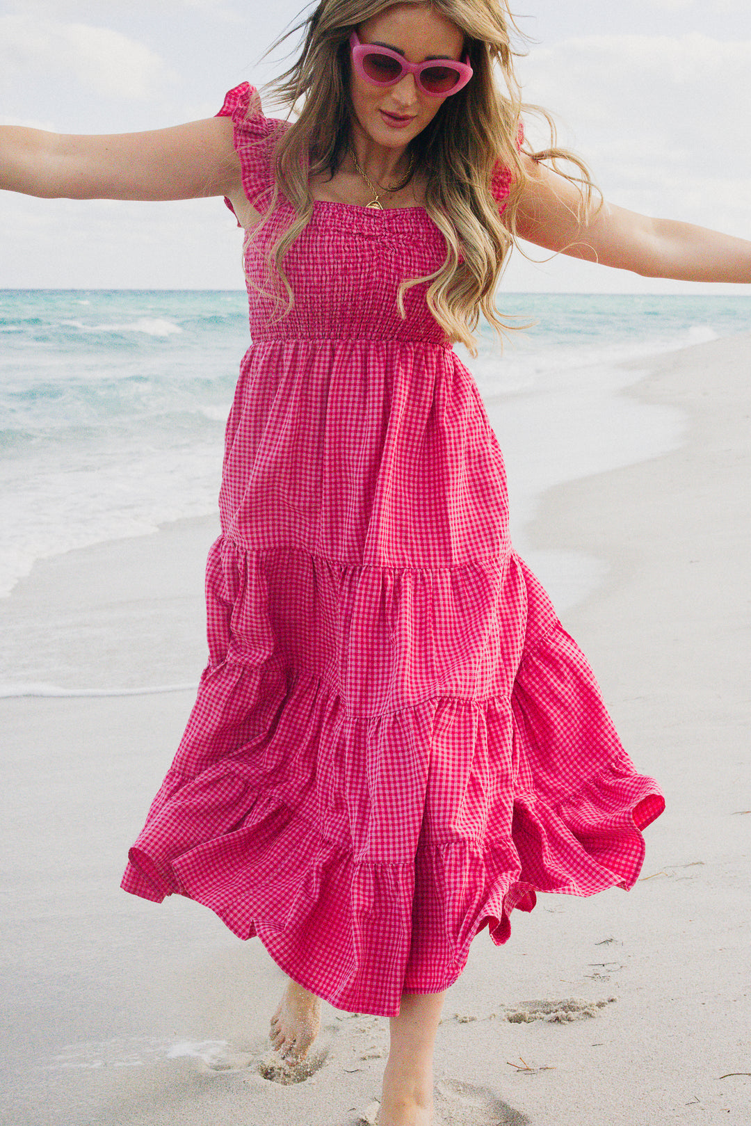 Hailey Dress in Pink Gingham