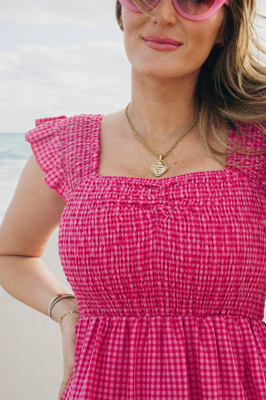 Hailey Dress in Pink Gingham