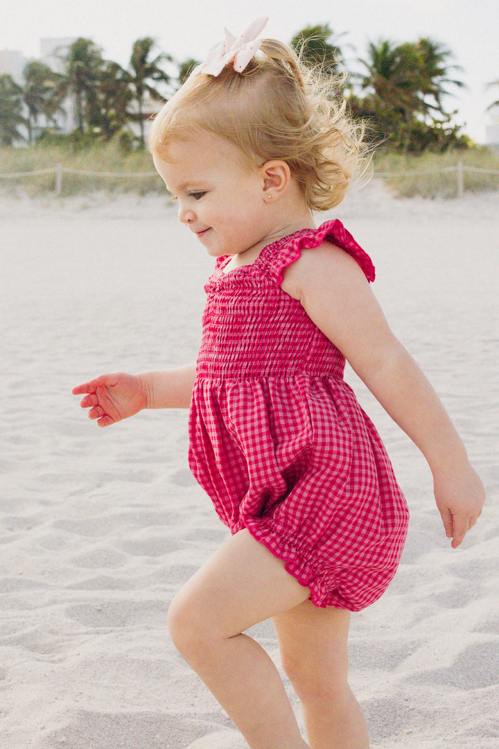 Baby Hailey Romper in Pink Gingham