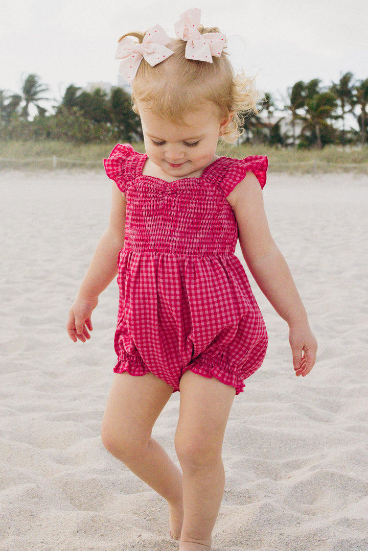 Baby Hailey Romper in Pink Gingham