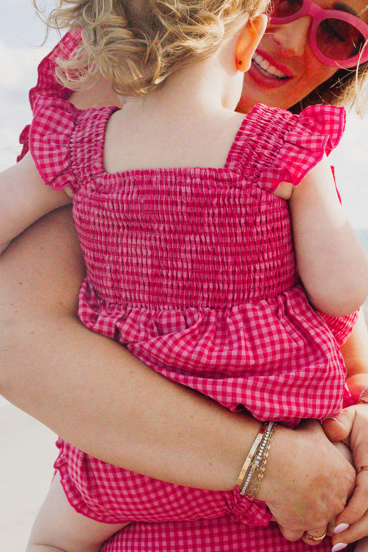 Baby Hailey Romper in Pink Gingham