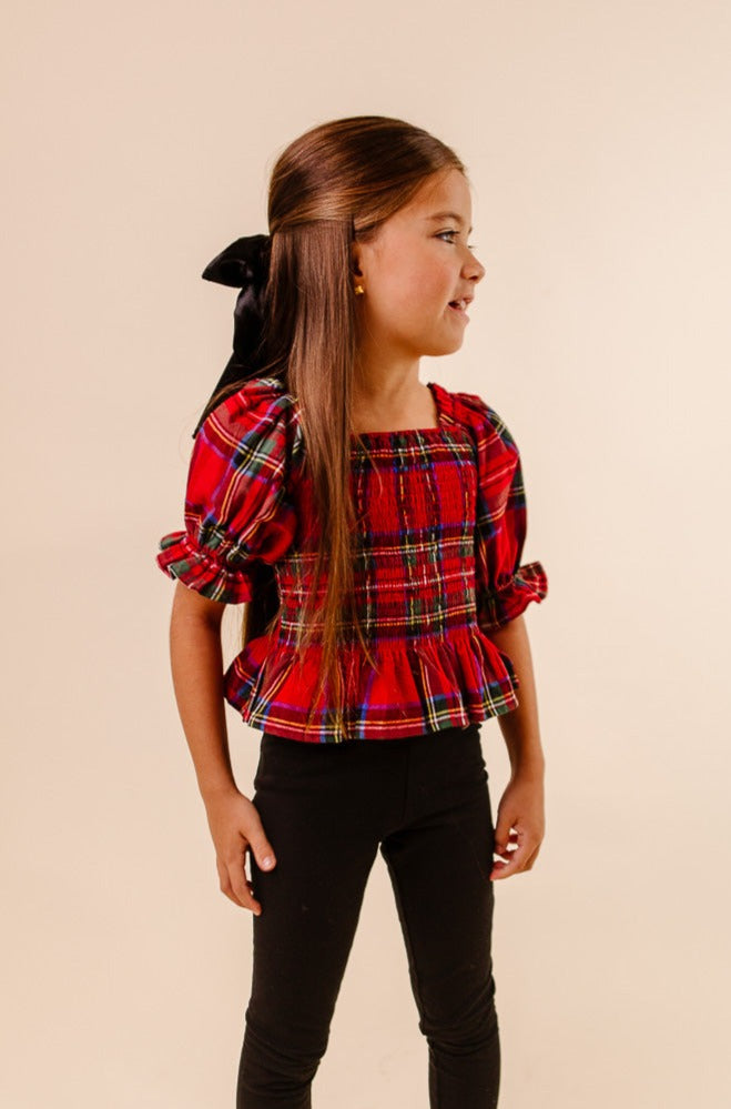 Mini Madeline Top in Holiday Plaid