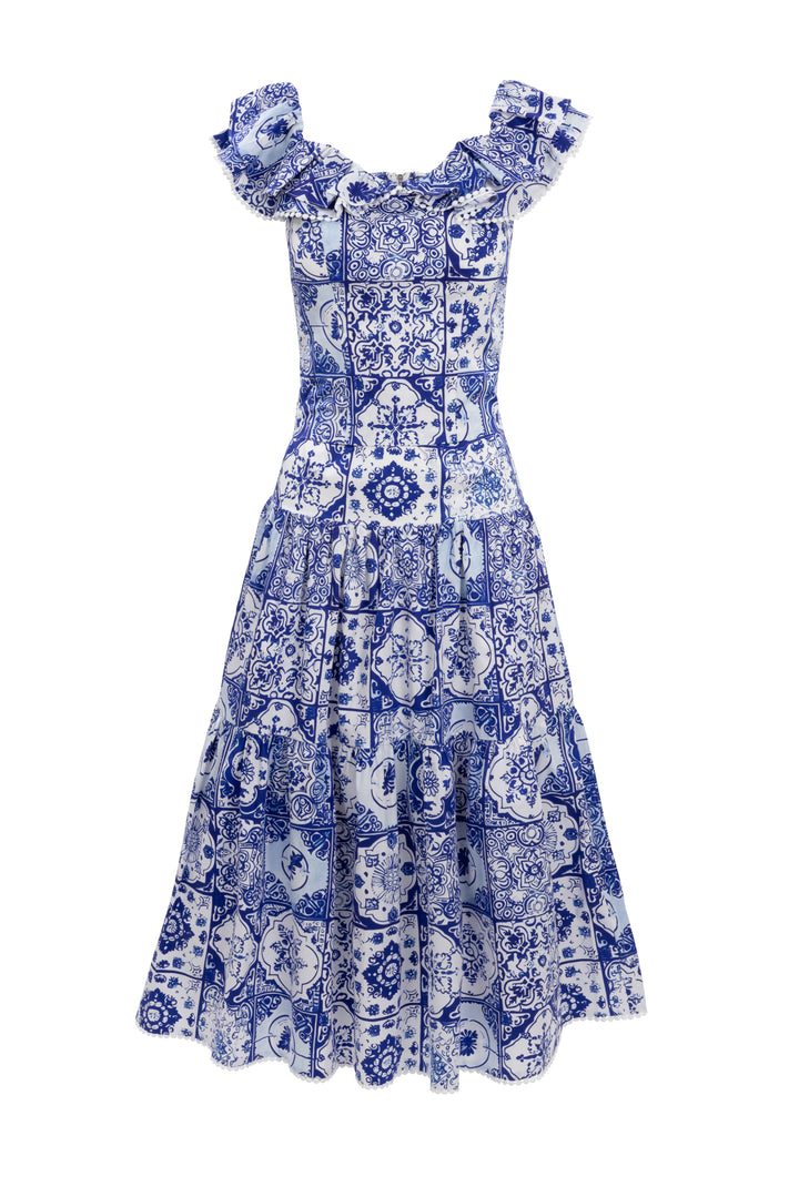 Rosina Skirt in Blue Tile