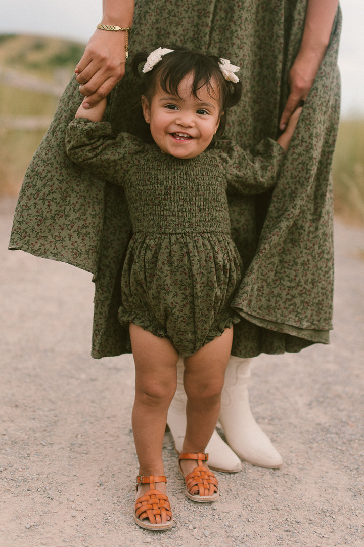Baby Teagan Romper in Green Floral