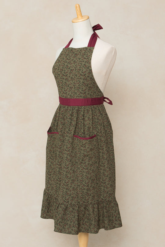 Ivy Apron in Teagan Green Floral Cotton